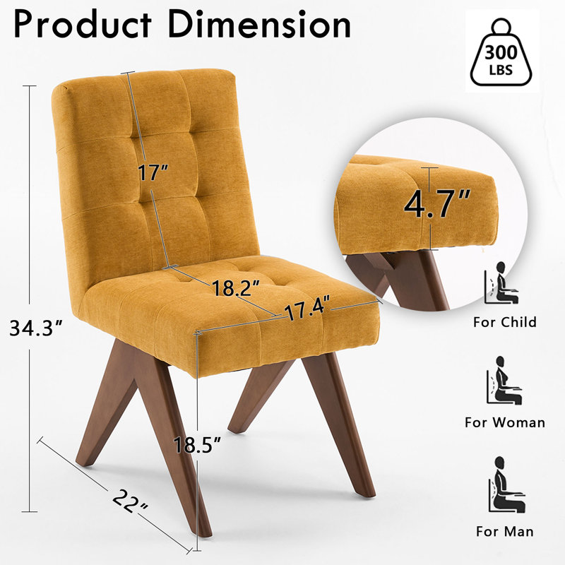 Nieck Tufted Upholstered Parsons Chair, Yellow