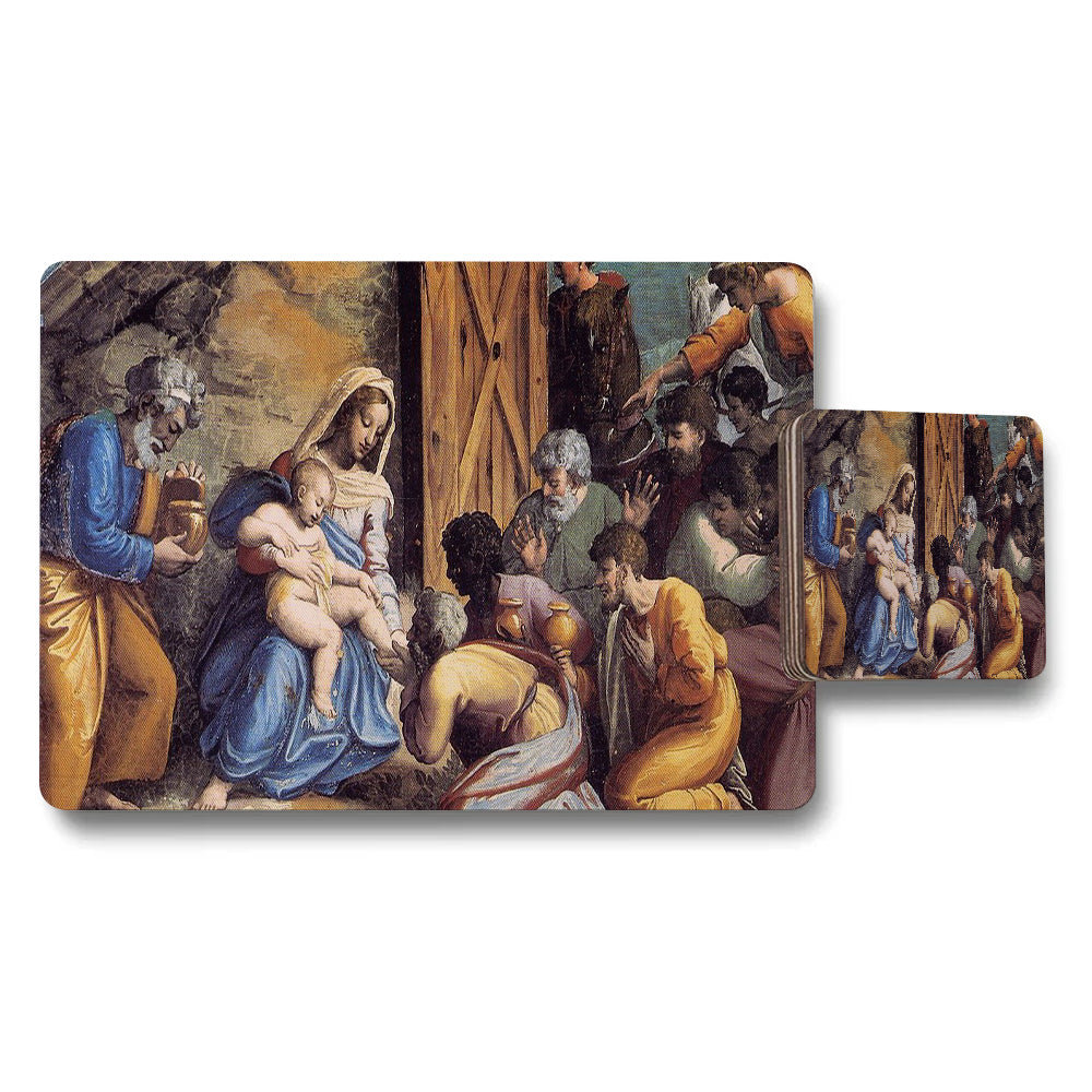 Nativity Scene Placemat And Coaster Set Artwork For Dining
