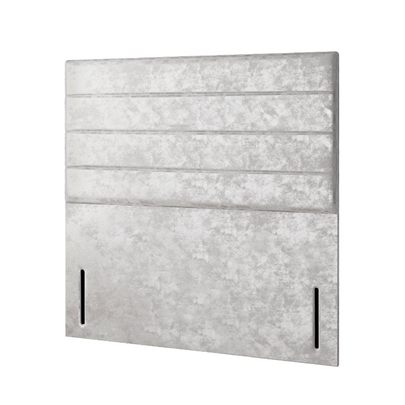 Kiara Stripped Floor Standing Headboard With Divan Base 4 Drawers Crush Velvet Cream With And Metal Feet (Double), 4 Drawers