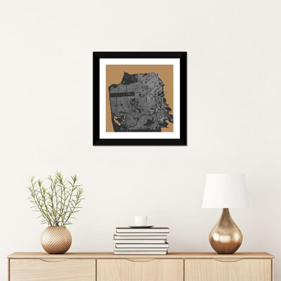 « san francisco urban map », impression sur toile tendue en or