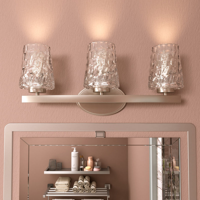 Luminaire de salle de bain à 3 lumières en acier à intensité variable Saratoga, certifié UL, Nickel brossé