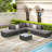8 Pieces Outdoor Patio Sectional Sofa Couch,Wicker Furniture Conversation Sets With Washable Cushions & Glass Coffee Table For Garden, Poolside, Backyard-129691658