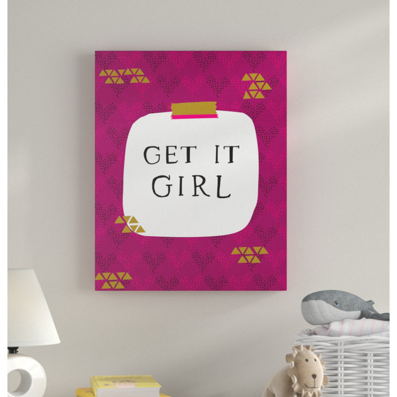 « get it fille glam », art textuel, Toile tendue, H 20 po x l 16 po x P 1,5 po