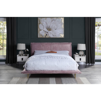 Lit plateforme en tissu d'ameublement