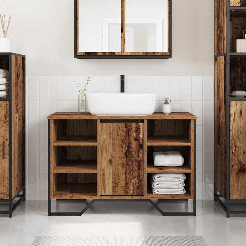 Sink Cabinet 91 X 35 X 60 Cm Engineered Wood, Old Wood