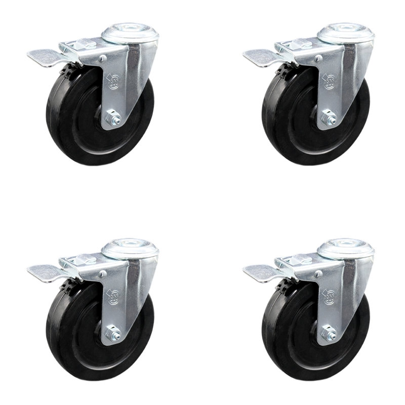 Hard Rubber Bolt Hole Caster with Total Lock Brake
