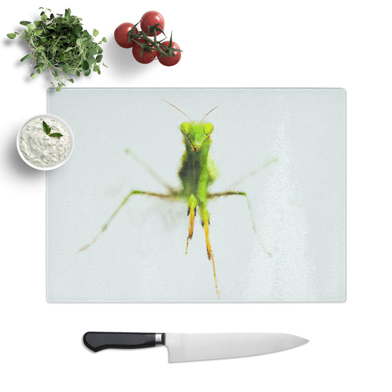 Tempered Glass Praying Mantis Chopping Board, 20 cm x 28.5 cm