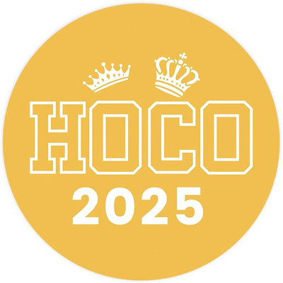Autocollants HOCO 2025, conception de couronne de retour de bal jaune et blanc, cadeaux de fête et album