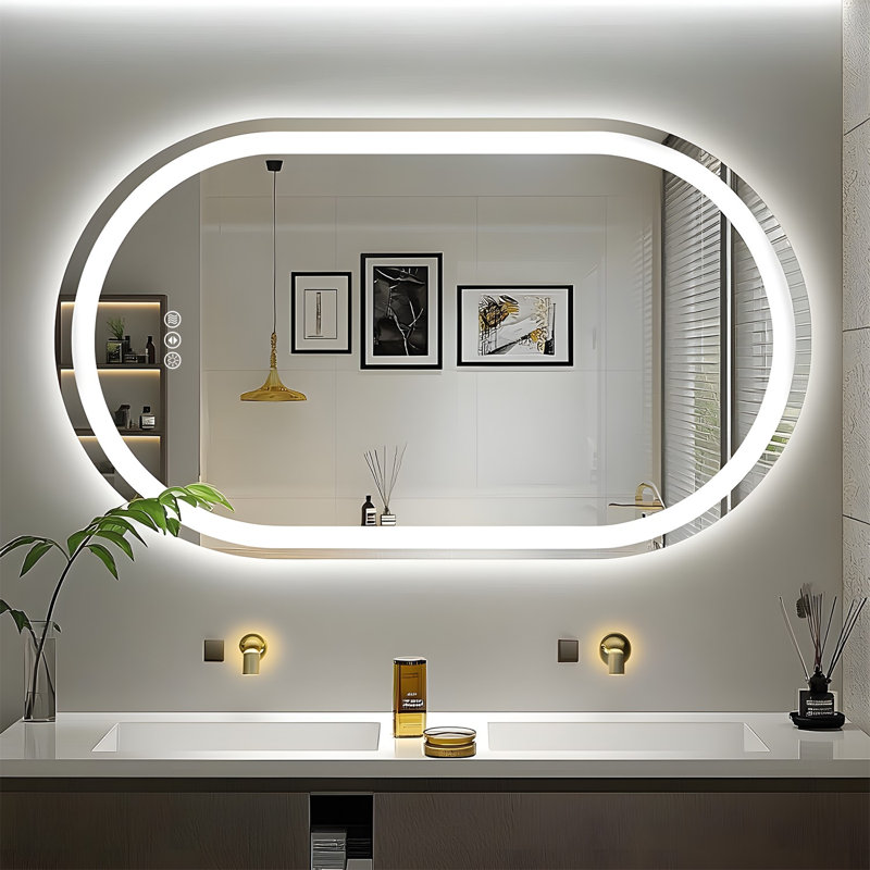 Lunara 192 LEDs/m LED Lighted Oval Bathroom/Vanity Mirror with ETL Certified, Anti-Fog Tempered Glass, 48" × 24"