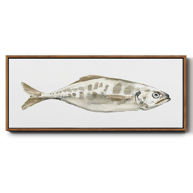 Silver Fish II- Framed Canvas, 8" H x 20" W