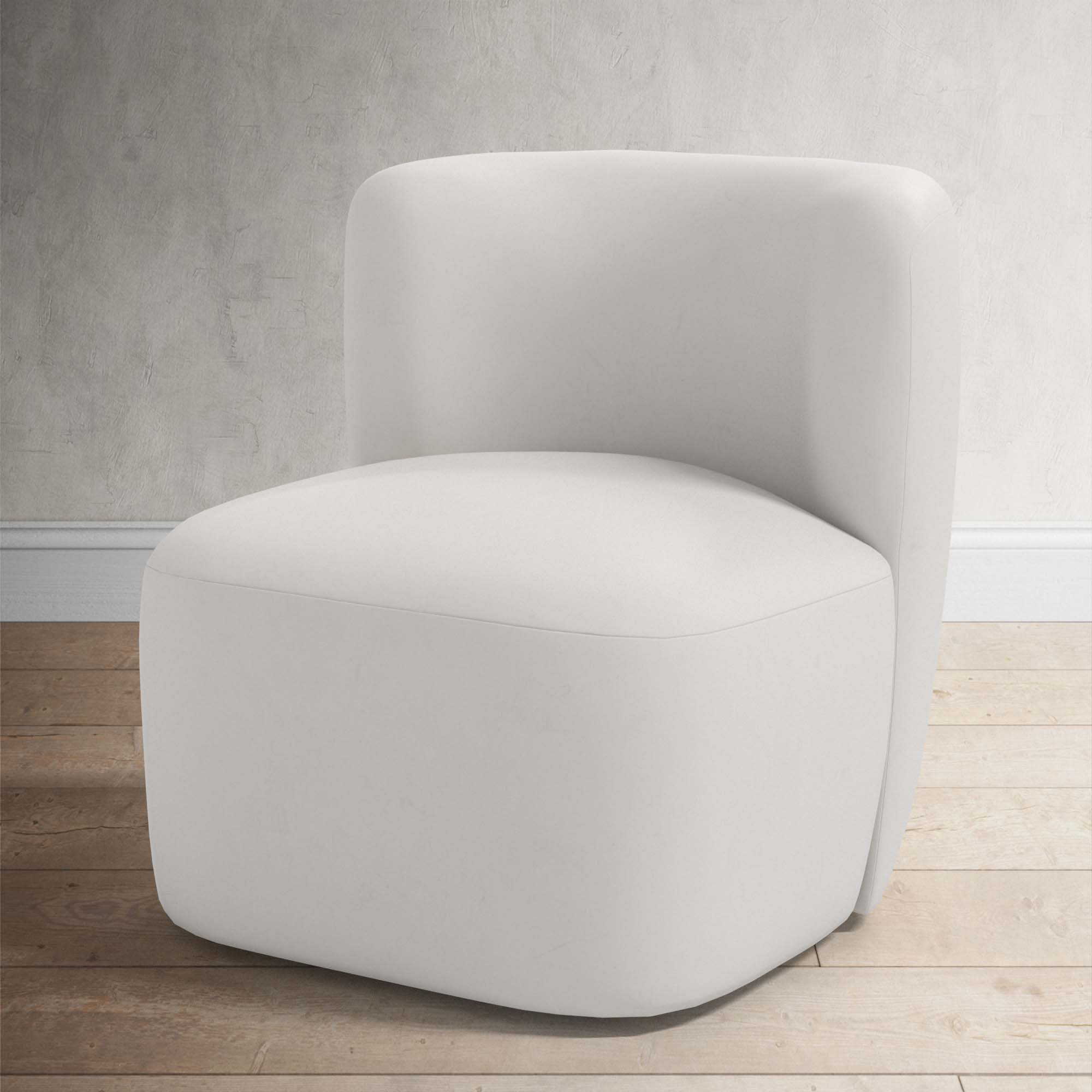 Mariza Upholstered Swivel Accent Chair, Bella Light Gray Performance Velvet