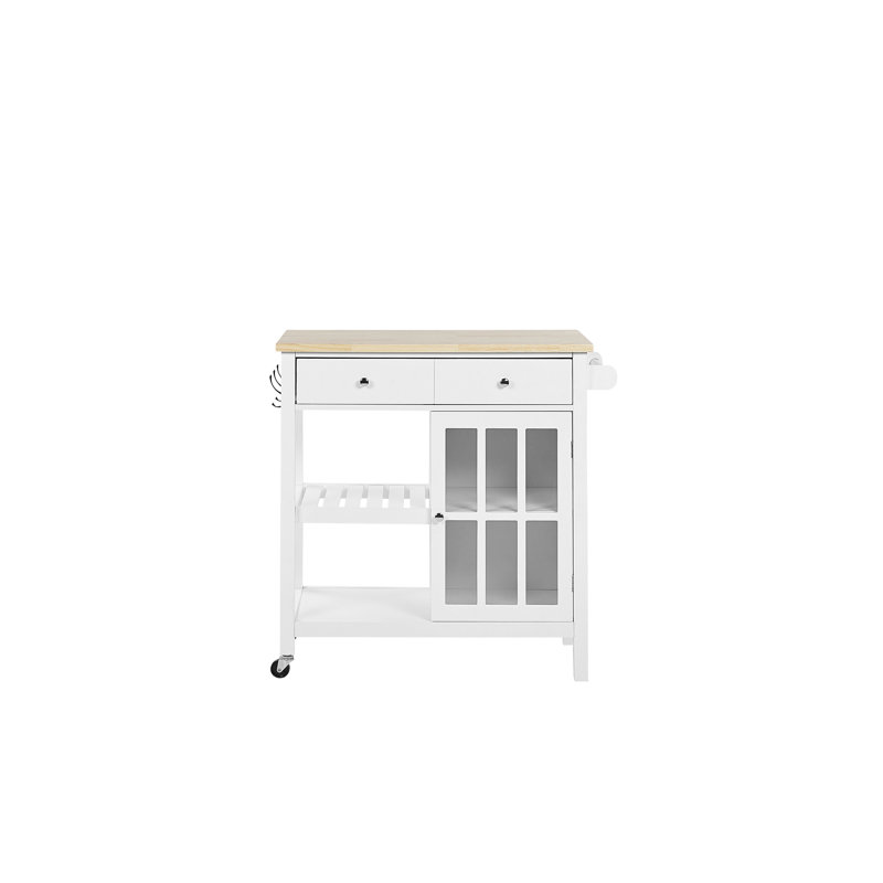 Neill 80 cm W Kitchen Island with Wheels, White