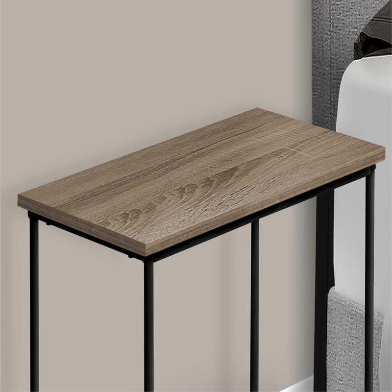 Table d'appoint, côté, bout, étroit, petit, stratifié brun à 2 niveaux, contemporain, moderne, Noir