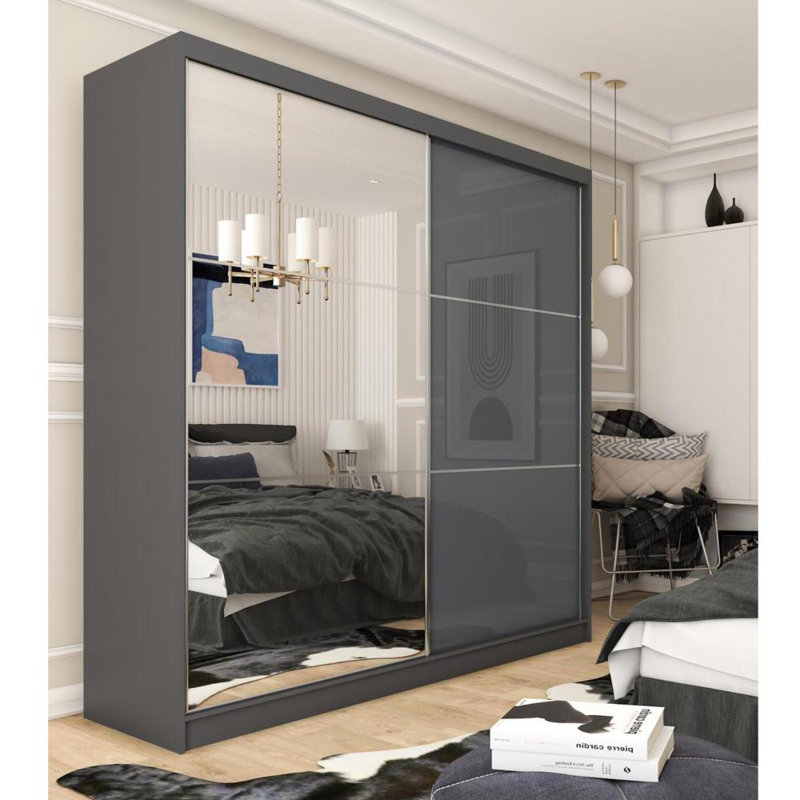 Bubik 2 Door Sliding Wardrobe, Gray
