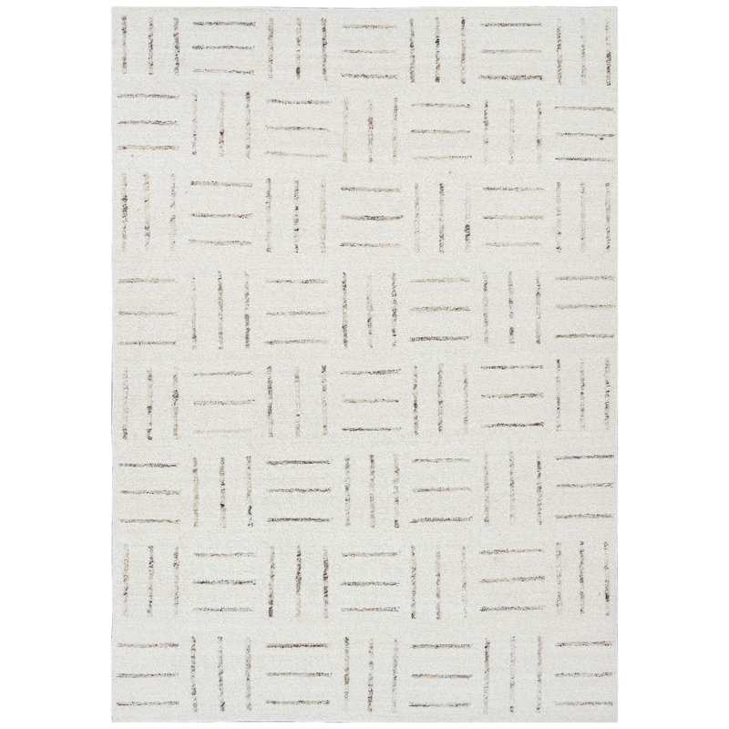 Tapis rectangulaire en laine noué à la main ivoire / gris anthracite, Rectangle de 10 pi x 14 pi