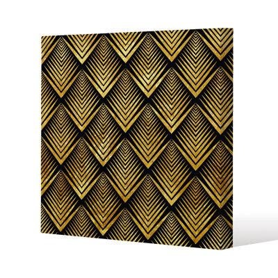 Geometric Flower Pattern Slim Style Canvas Print 50x50cm , 15mm Slim Real wood.
