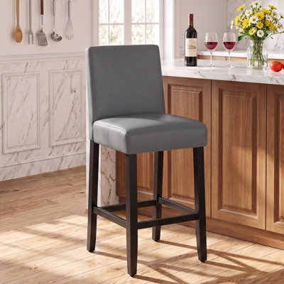 Upholstered Bar & Counter Stool With Solid Wood Frame,Set of 3