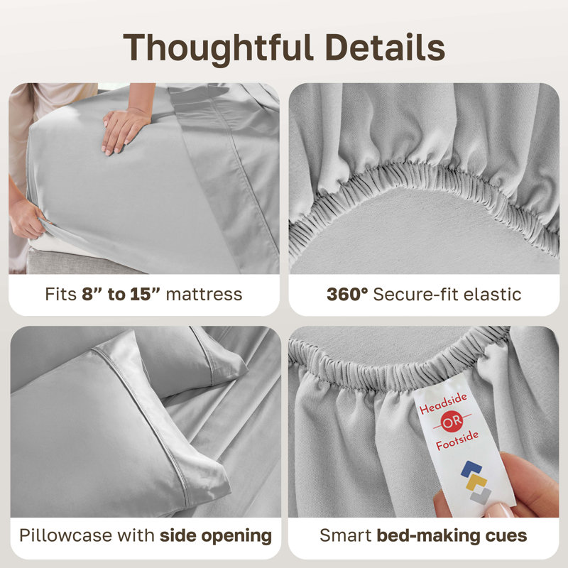 Ensemble de 2 ensembles de draps California, Twin XL (Pack of 2), Grey Light
