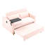 Velours côtelé rose avec choix polyvalents: fonction coulissante, plateau de table mobile, ports pour un espace personnalisable Ajouts innovants: mécanisme, expérience unique