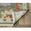 Tapis gris floral en laine noué à la main-418761638