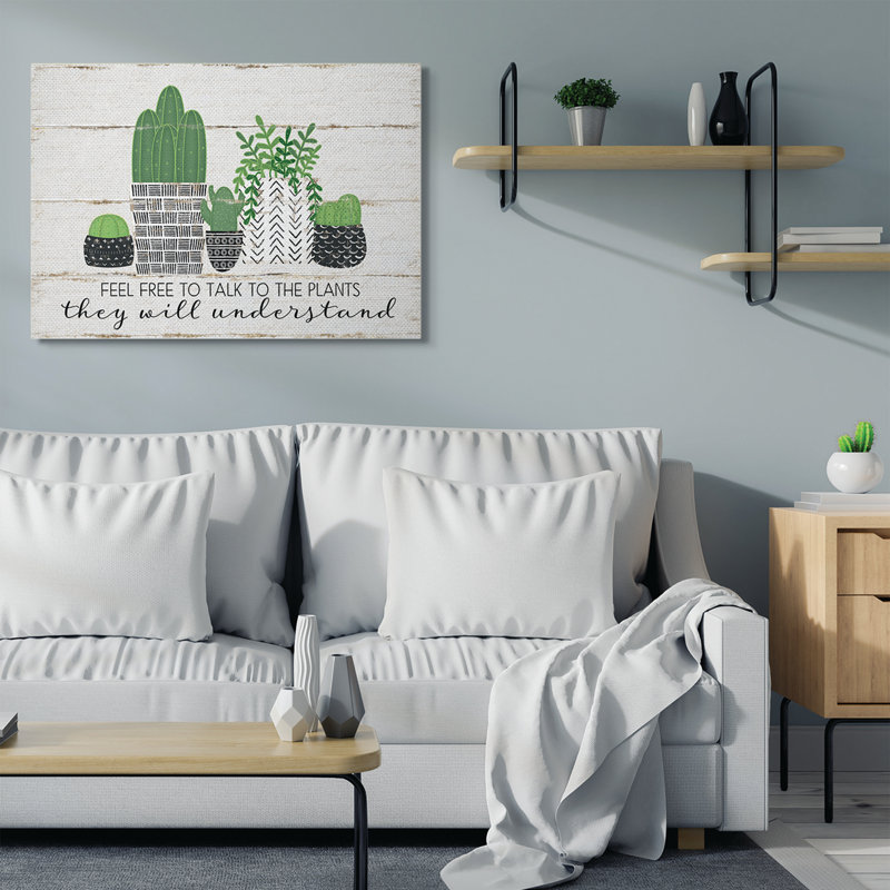 «Feel Free to Talk Cacti Succulents», impression, Toile tendue, H 36 po x l 48 po x P 1,5 po