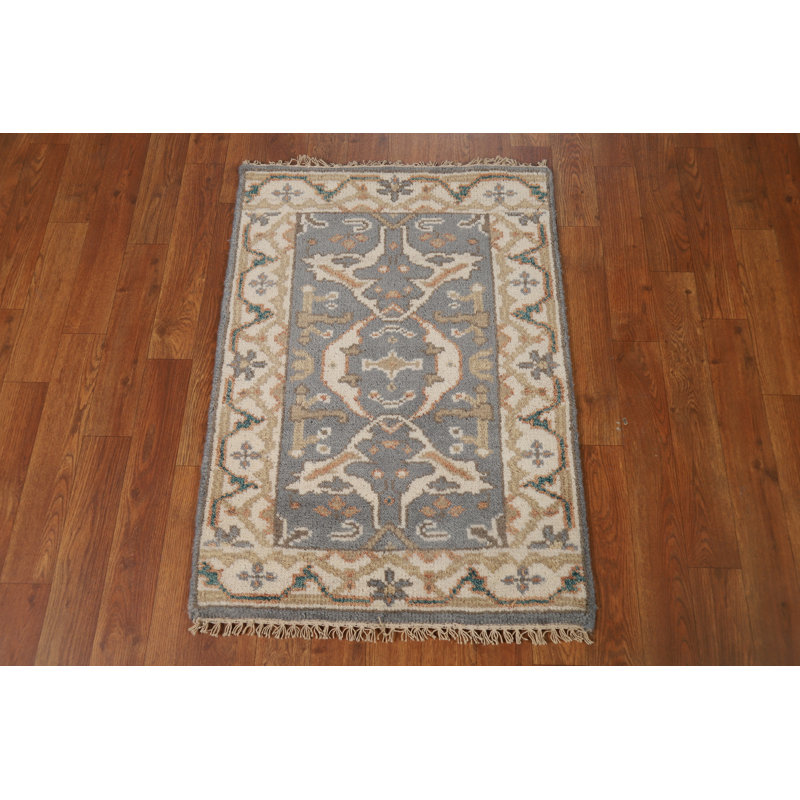 Geometric Gray Oushak Oriental Foyer Rug 2x3