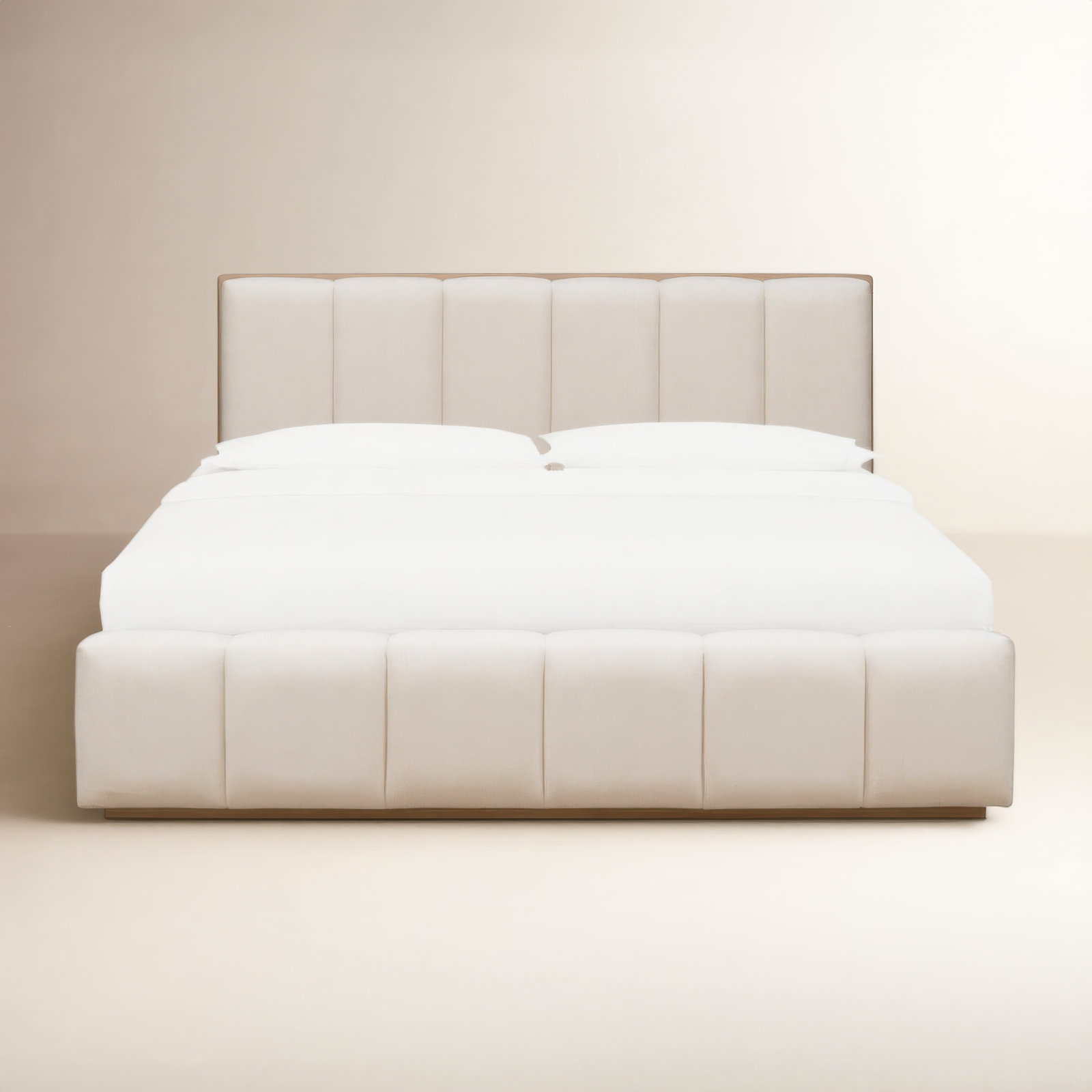 Cotton Upholstered Platform Bed, California King