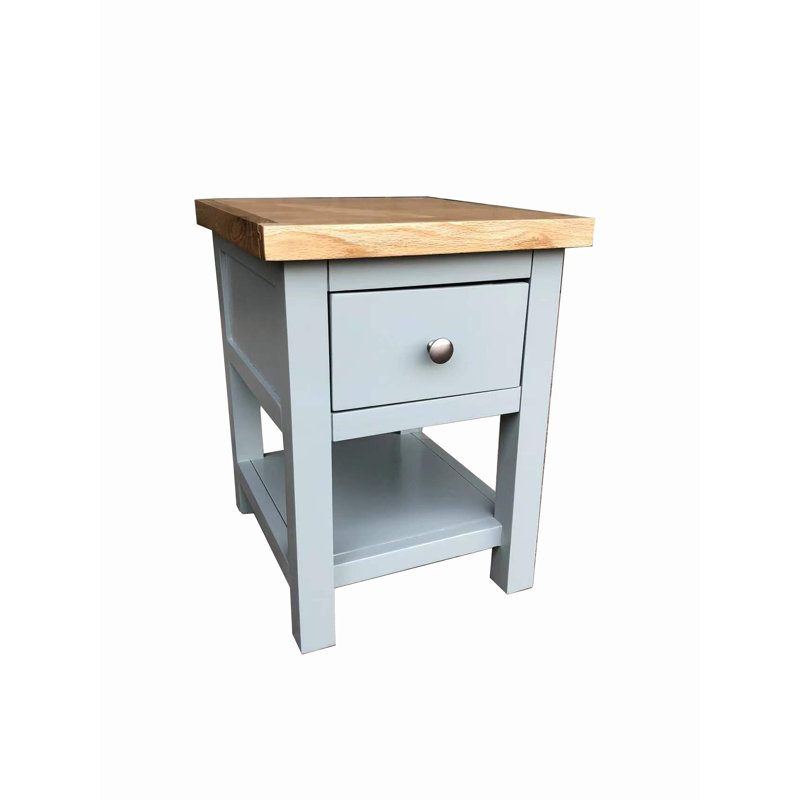 Zeb 36cm W Solid Wood Bedside Table, Blue