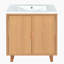 Meuble-lavabo autoportant en bois massif 29,5 po avec lavabo en résine Jadranko-91479726