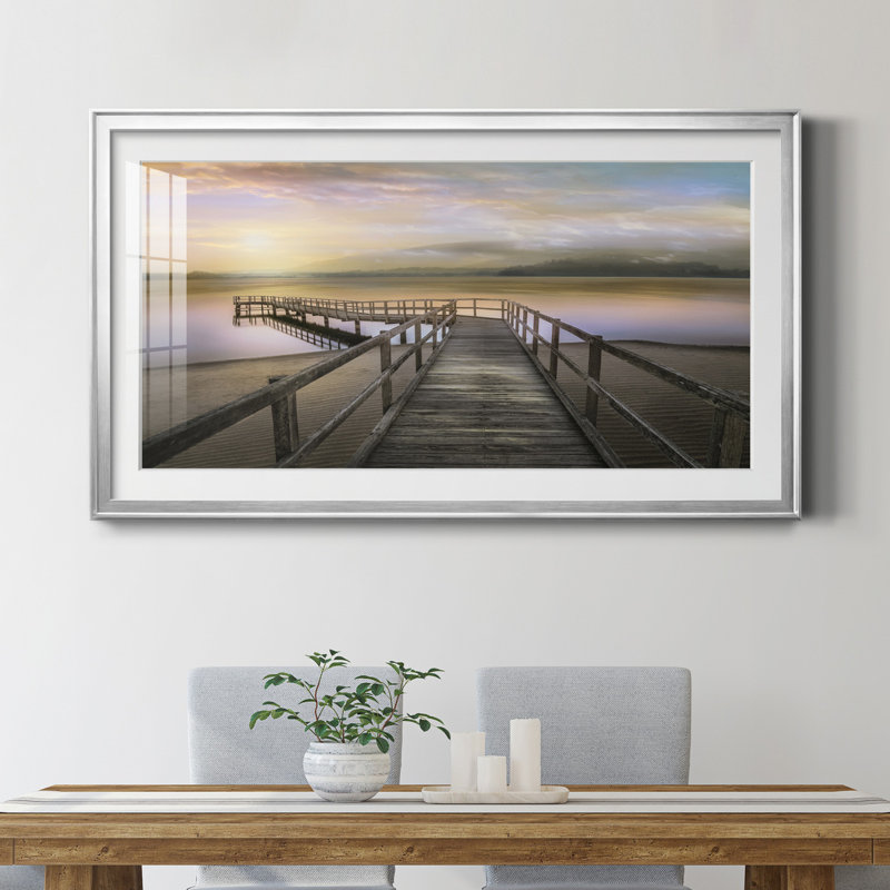 «Morning On The Lake», reproduction d'art encadrée de qualité supérieure, prête à être accrochée, Cadre argenté