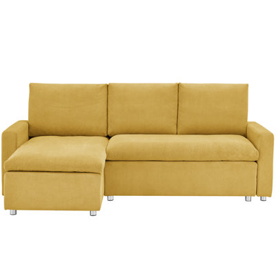 Armless Convertible Bed With Yellow Corduroy And Hidden Storage Chaise Living Space Linen Design