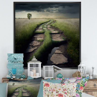Sentier au milieu d'un champ I - reproduction sur toile