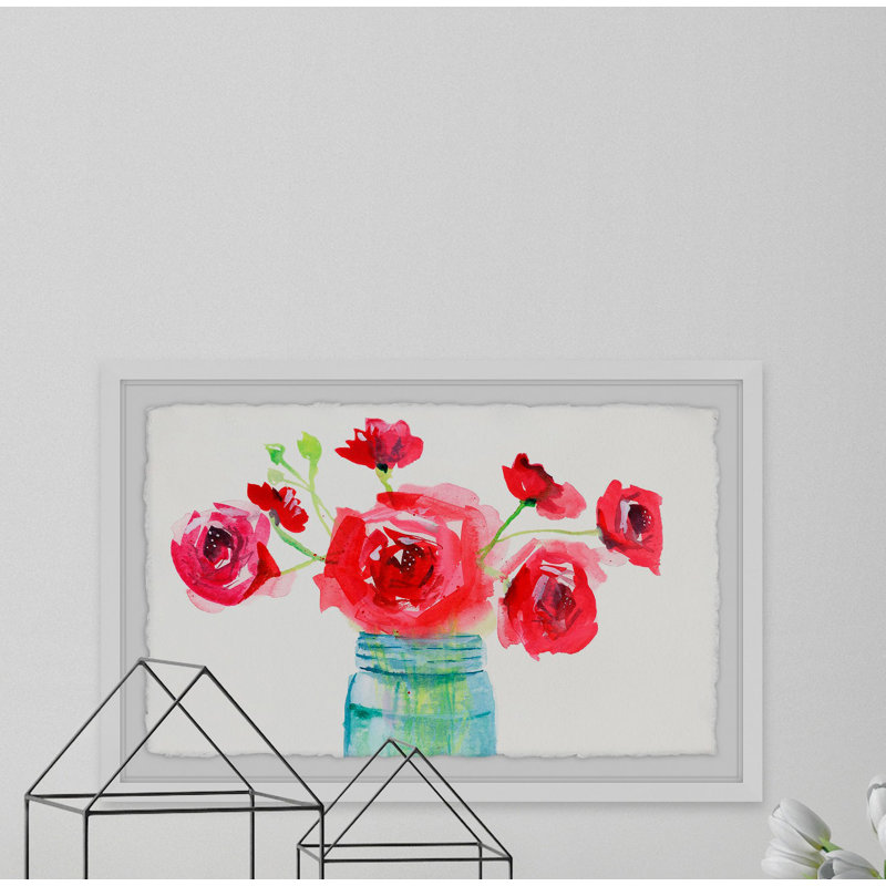 Glass Jar by Lindsay Megahed - Single Picture Frame Painting, White Framed with Deckled Edges, 41cm H x 61cm W x 4cm D