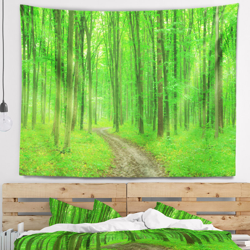 Sentier en tapisserie de forêt vert vif, H 50 po x l 60 po