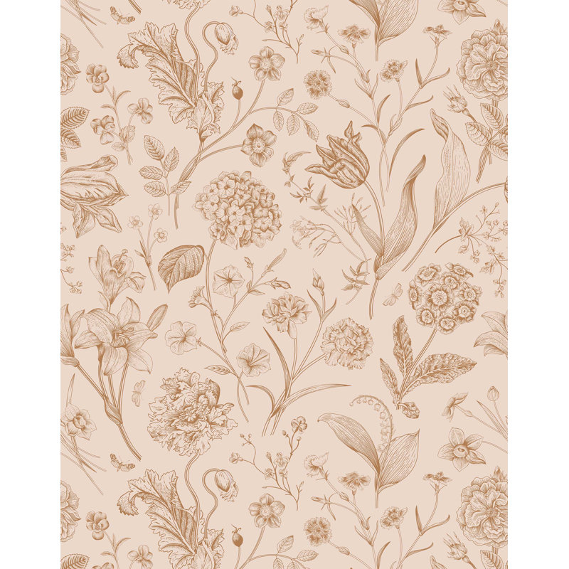 Coquelourde 7m x 75cm Wallpaper Roll, Brown