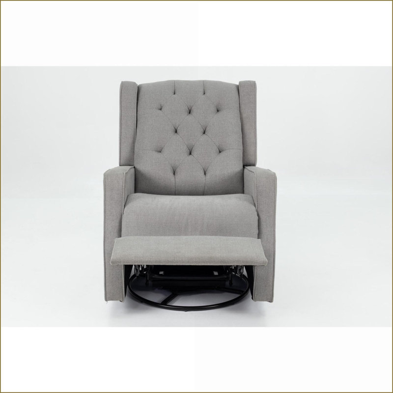 Fauteuils inclinables, fauteuil oscillant pivotant à mouvement manuel avec capitonnage à losanges | Tissu gris foncé