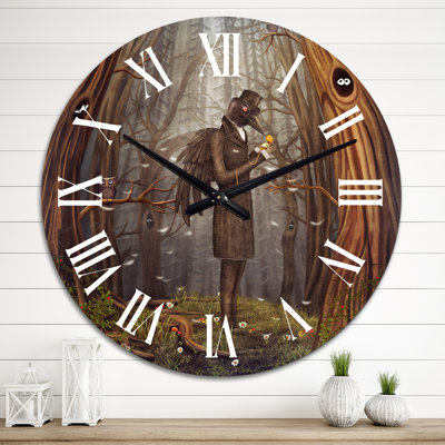Raven Man In Forest - horloge murale fantaisie