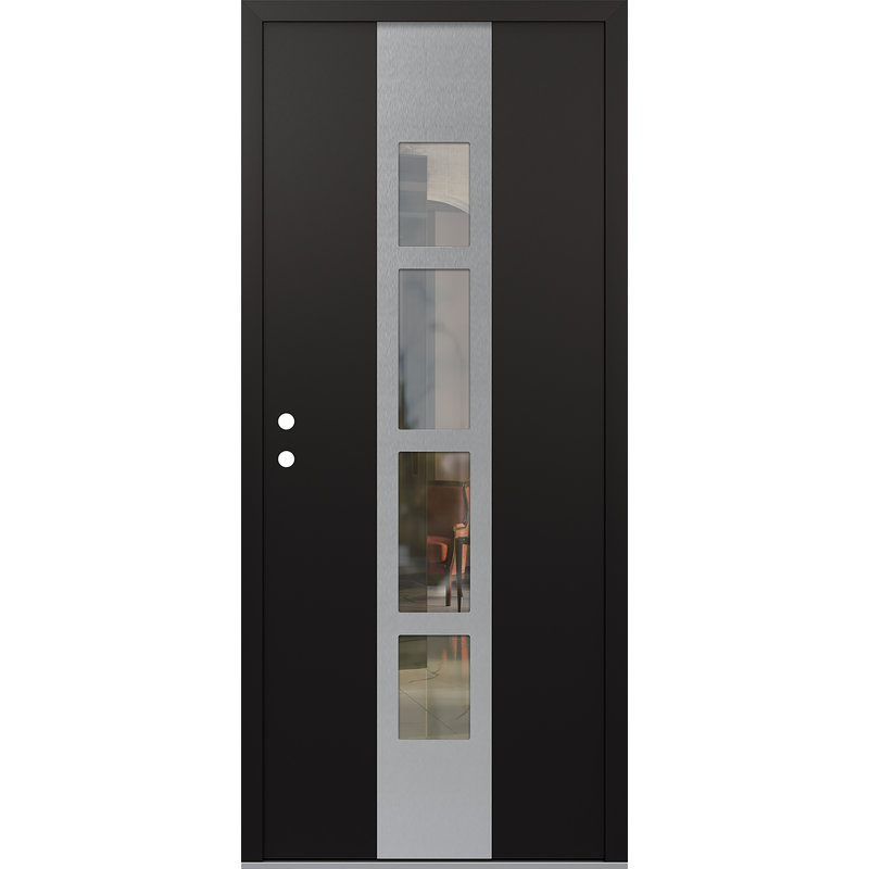Porte d'entrée pré-suspendue Diamond A10, L 37,44 po x H 81,69 po, Droite / vers l'intérieur, Noir / noir / transparent
