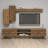 Modern Walnut TV Unit with Wall Shelf & Cabinets, 70.9 x 17.3 x 13.8 inches | 100% Melamine Coated Particle Board, Thickness: 0.7 inches | Multiple Shelves, Wall-Mountable Design, Stylish & Functional Living Room Furniture-1345975313