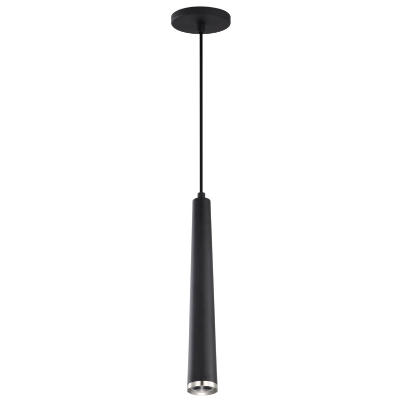 Ernesti 1-Light Integrated LED Dimmable Single Cone Pendant, Matte Black/Brushed Nickel