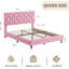 Cadre de grand lit avec tête de lit ajustable, cadre de lit rembourré, rose-134330763
