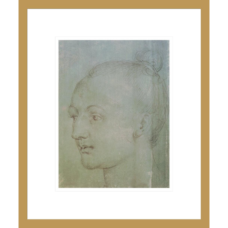 Tête d'une jeune femme par Albrecht Dürer, H 16,41 po x l 13,75 po