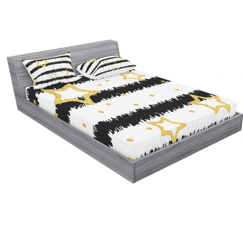 Microfiber Striped Sheet Set, Full Sheet Set + Fitted Sheet + 2 Pillowcases