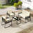 4 Pcs Patio Furniture Set With Tempered Glass Coffee Table Pe Wicker Rattan Chairs