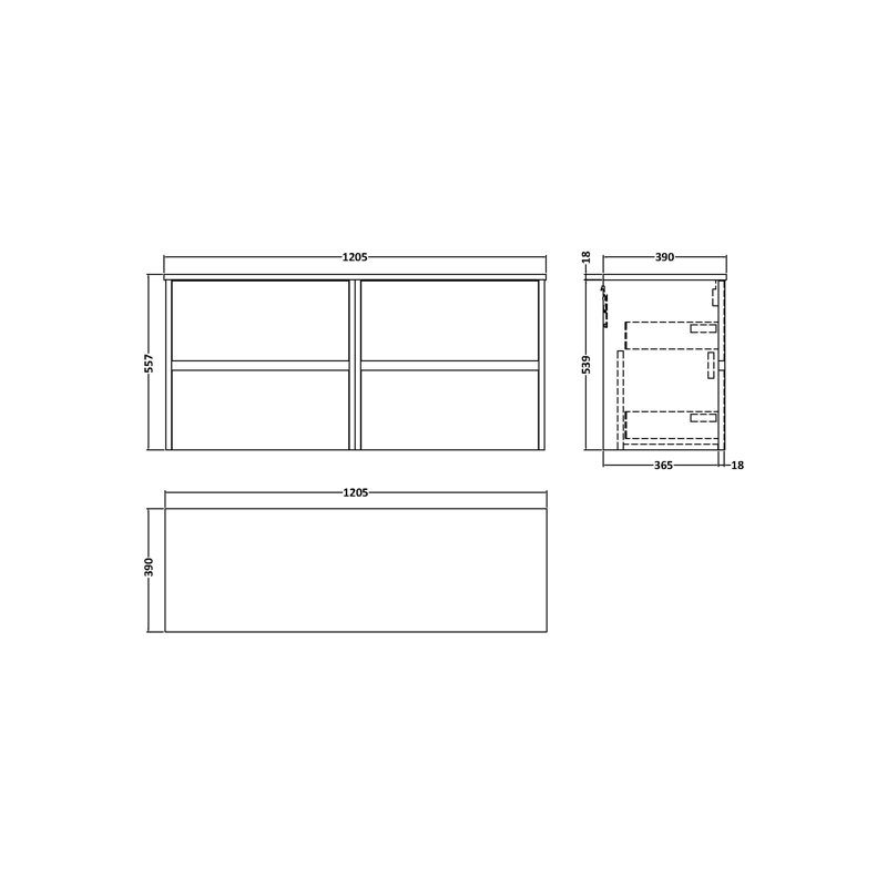 Havana 120.5cm Double Bathroom Vanity Base Only
