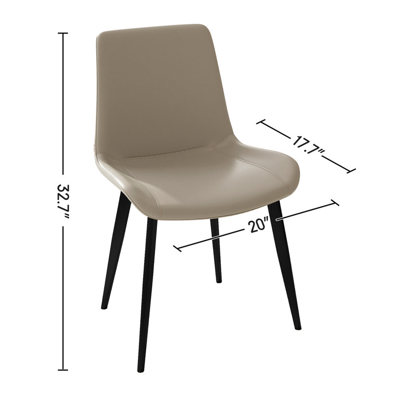 Industrial - Chaises de salle à manger 2 pièces chics crème avec revêtement élégant en métal et cuir souple, 23,32 po de largeur, 23,18 lb
