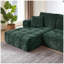 Canapé d'angle en chenille vert foncé avec capitonnage, canapé 4 places surdimensionné pour salon et appartement