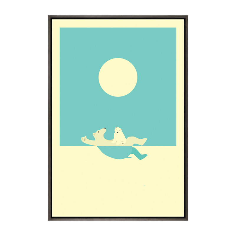 Art encadré, cours de natation II, H 60 po x l 40po x P 1,5 po, Toile avec cadre gris foncé rustique