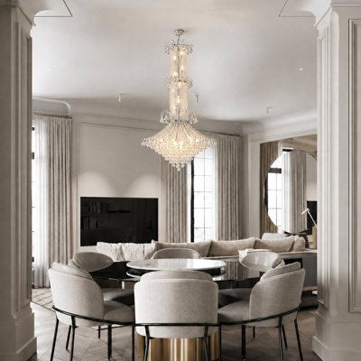 Lustre en cristal chrome traditionnel 20 lumières