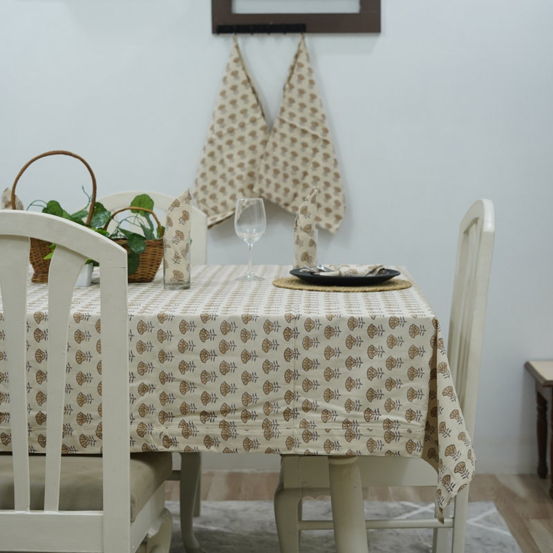 Red Barrel Studio® Elegance: Decorative Cotton Table Cover for Kitchen & Dining - Kohinoor, 118" Rectangle